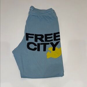 Freecity Sky Blue Joggers with Black and Yellow Details